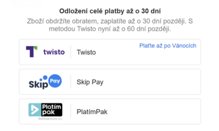 Odložené platby na platební bráně