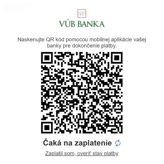 QR platba VÚB banka na platební bráně